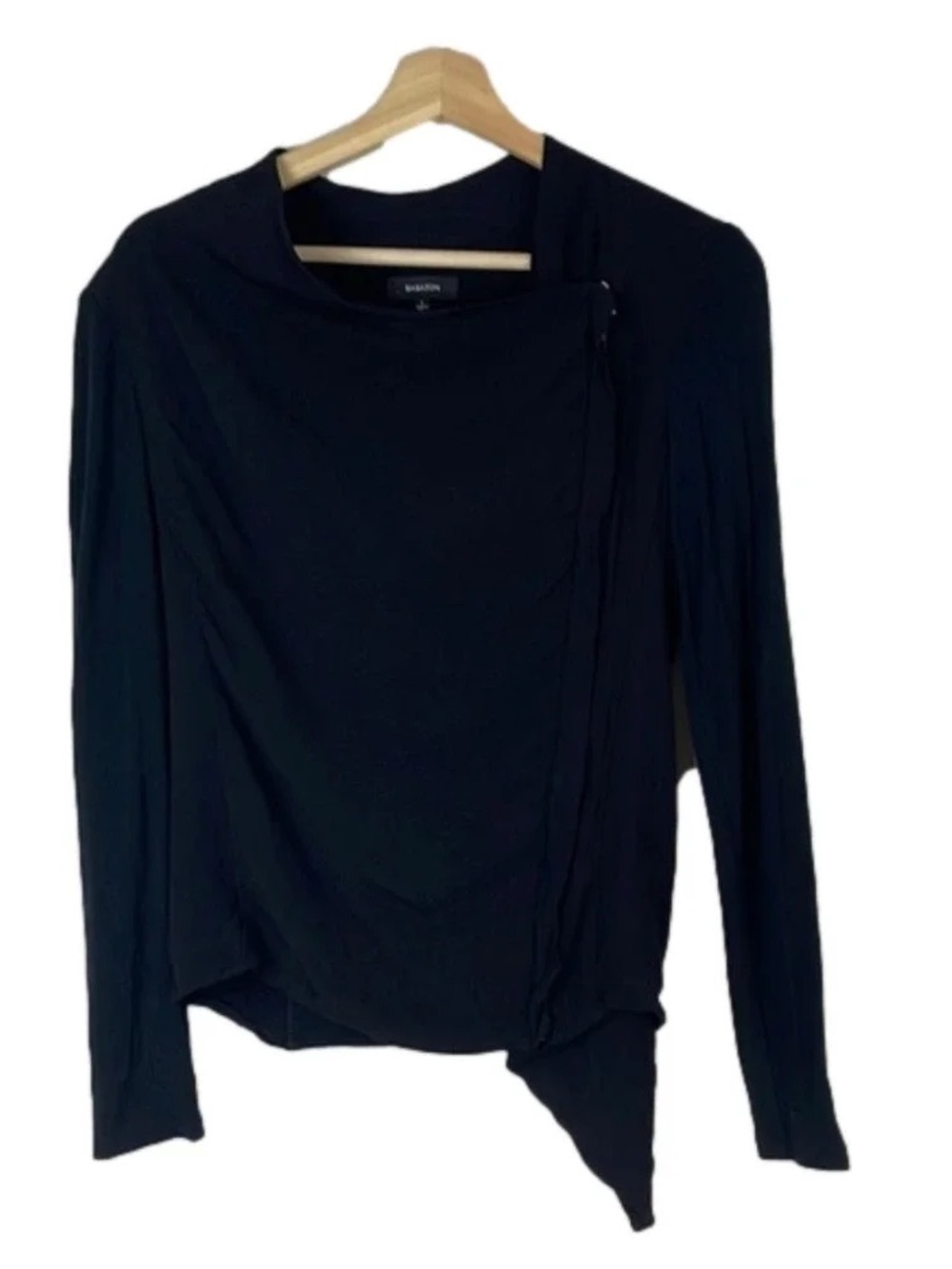 Babaton Black Asymmetric Long-Sleeve Top